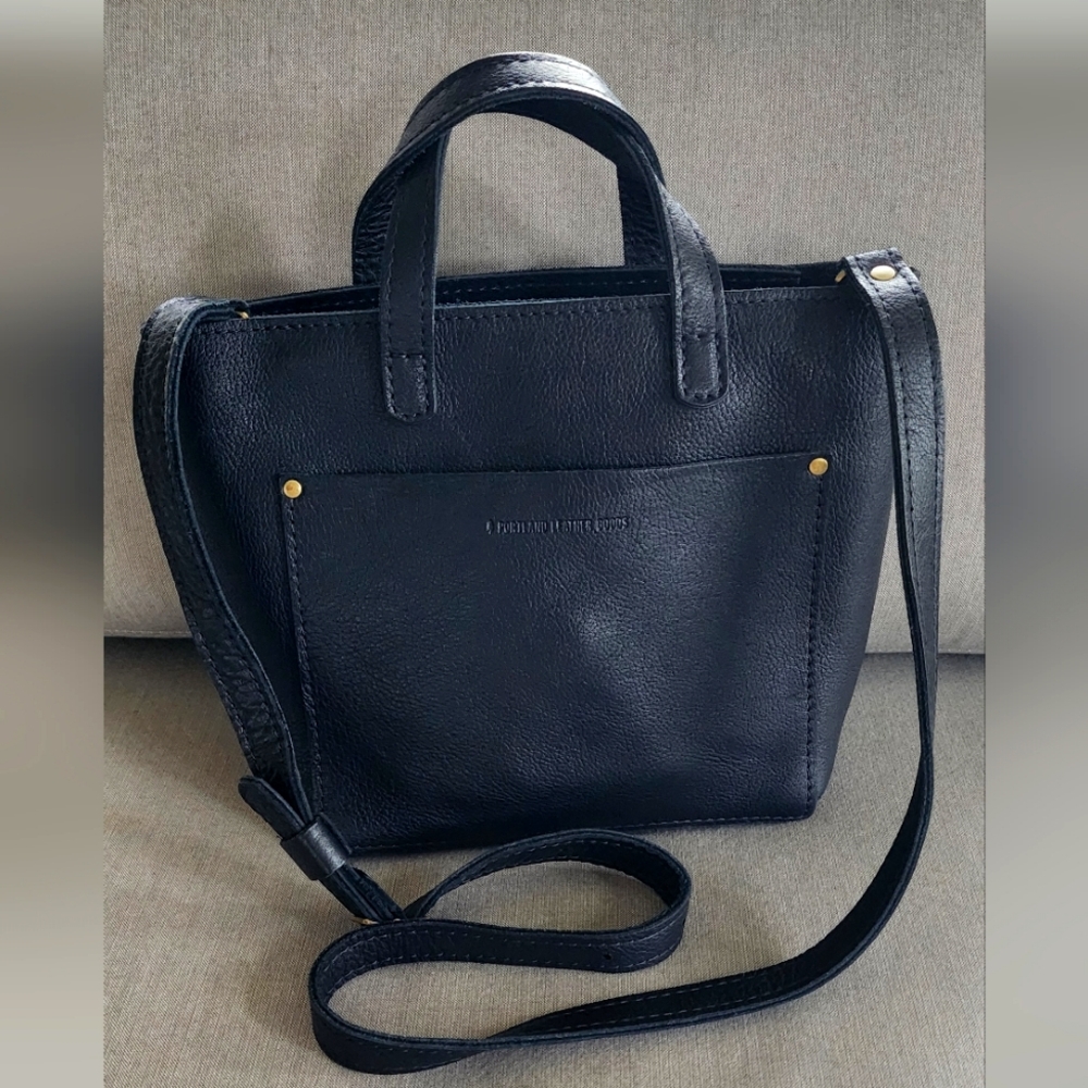 Portland Leather, mini cross body, pebbled black